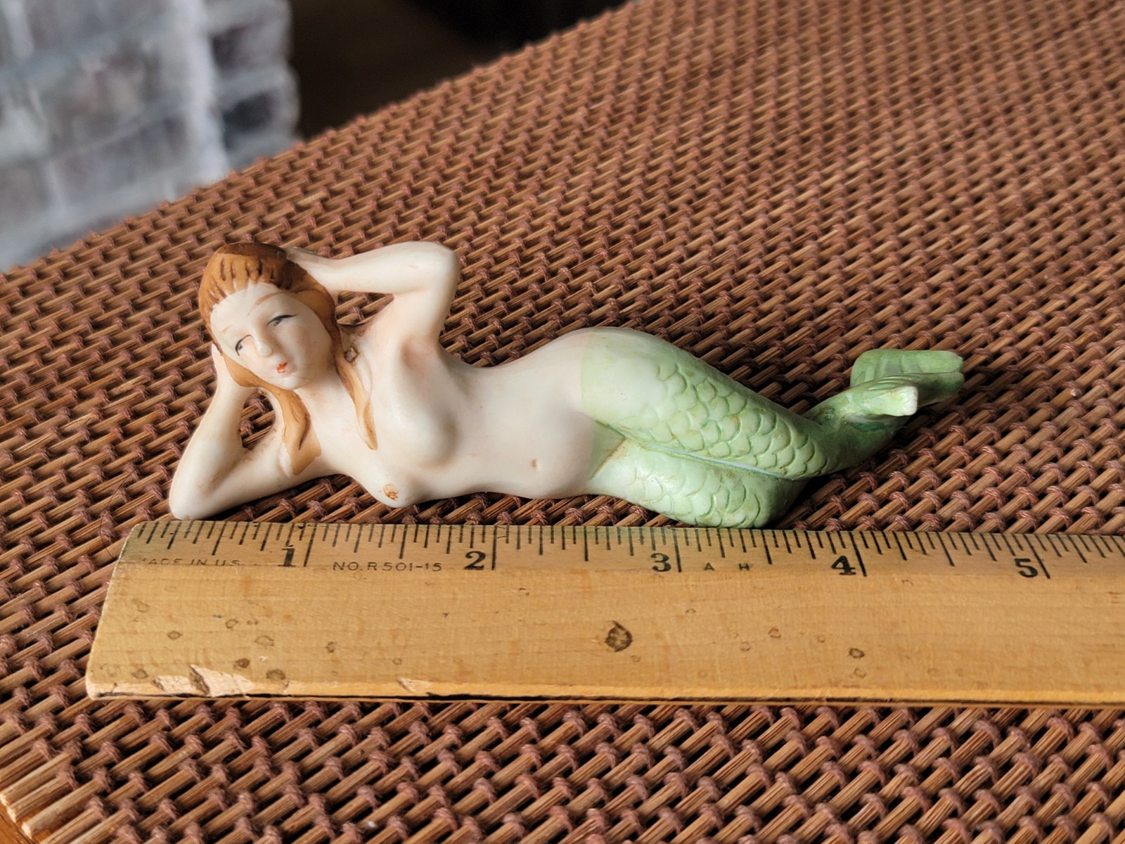 VTG Miniature Porcelain PIN-UP Art MERMAID Figurine Made in JAPAN Hand-Painted