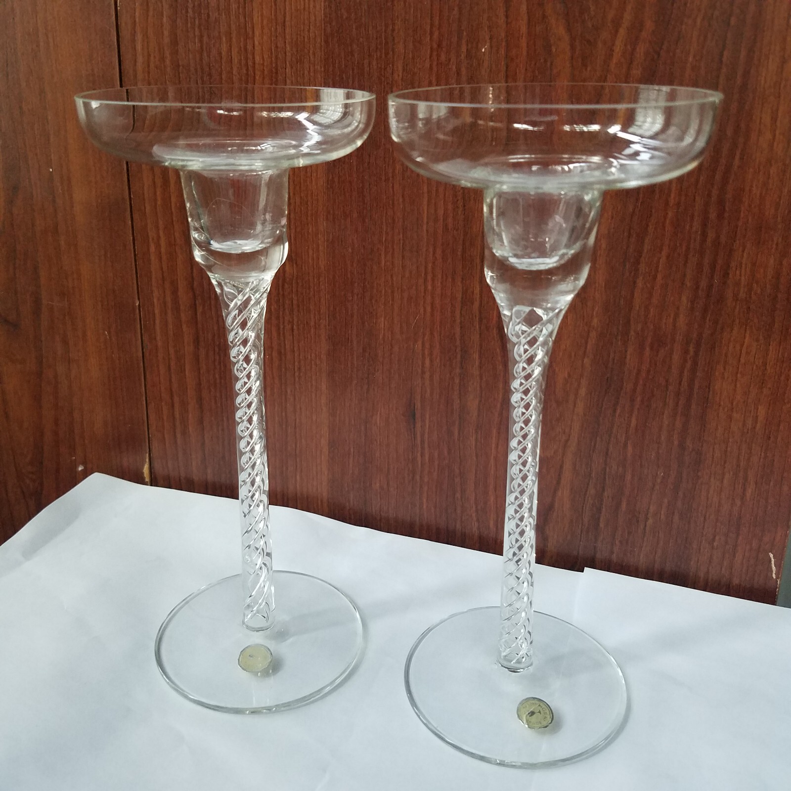 ROMANIA MADE Swirlette Twist Stem Crystal Candlestick Holders
