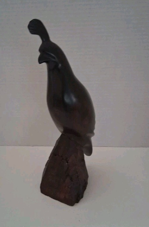 Vtg Hand Carved Ironwood Quail Partridge Figurine Wood Carving Statue Art