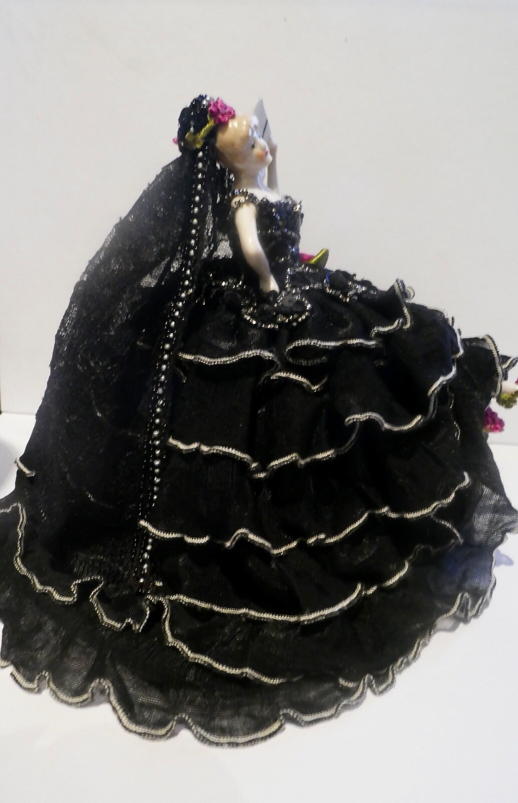 Fine Antique German Spanish Theme Half Doll Arms Away With Legs Pin Cushion