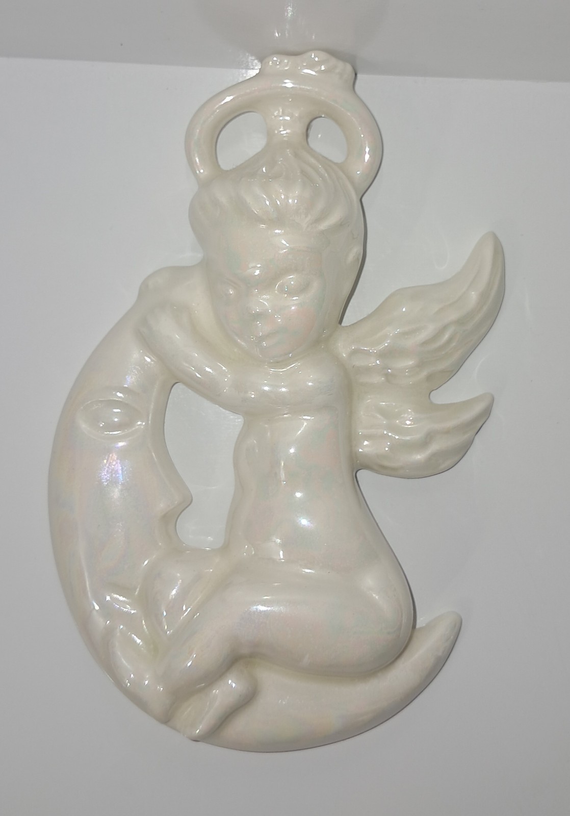 Vintage Arnels Angel Wall Hangings 2 Celestial 7’6.5″L White Ceramic 1976 USA