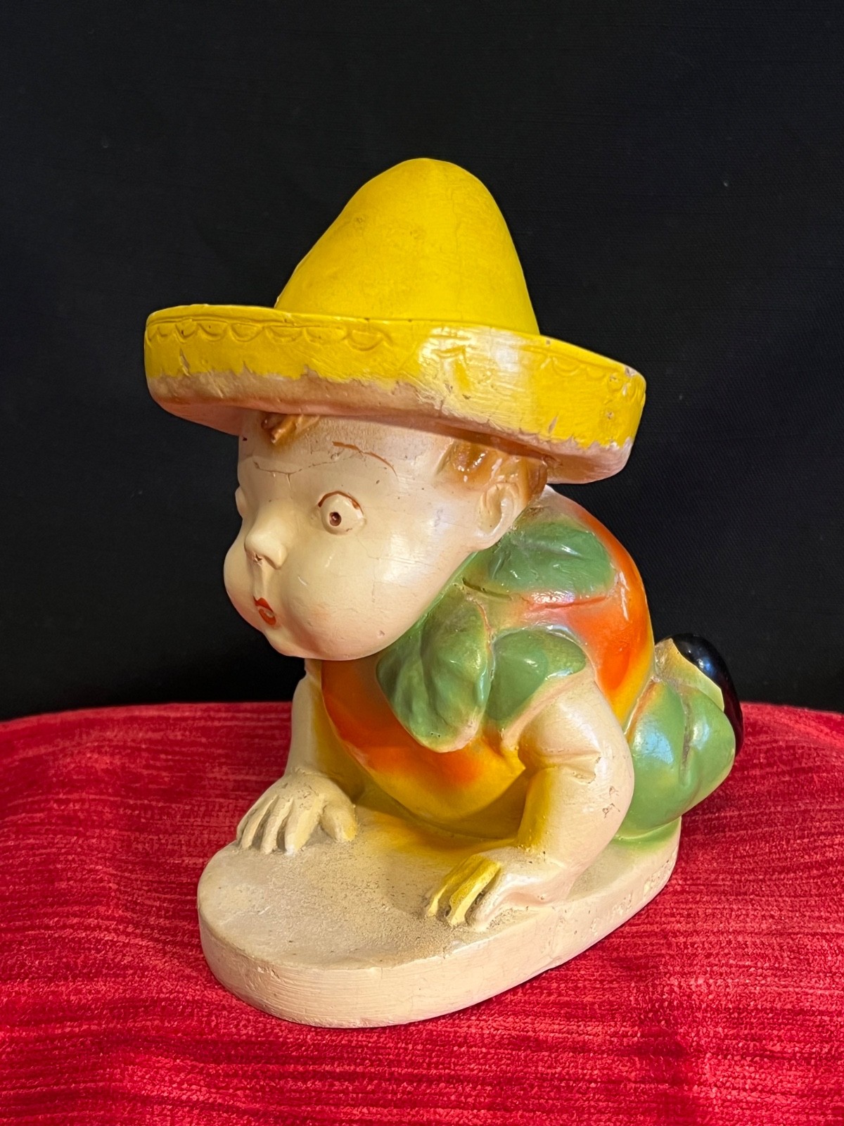 Vintage Carnival Prize Chalkware Figure w Sombrero Albert Apple PEEDEE PAT 1942