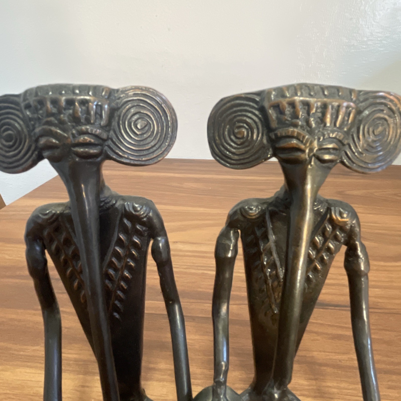 VTG Pair Tribal Ganesha Statues /Figurines Elephant Men Playing Instruments