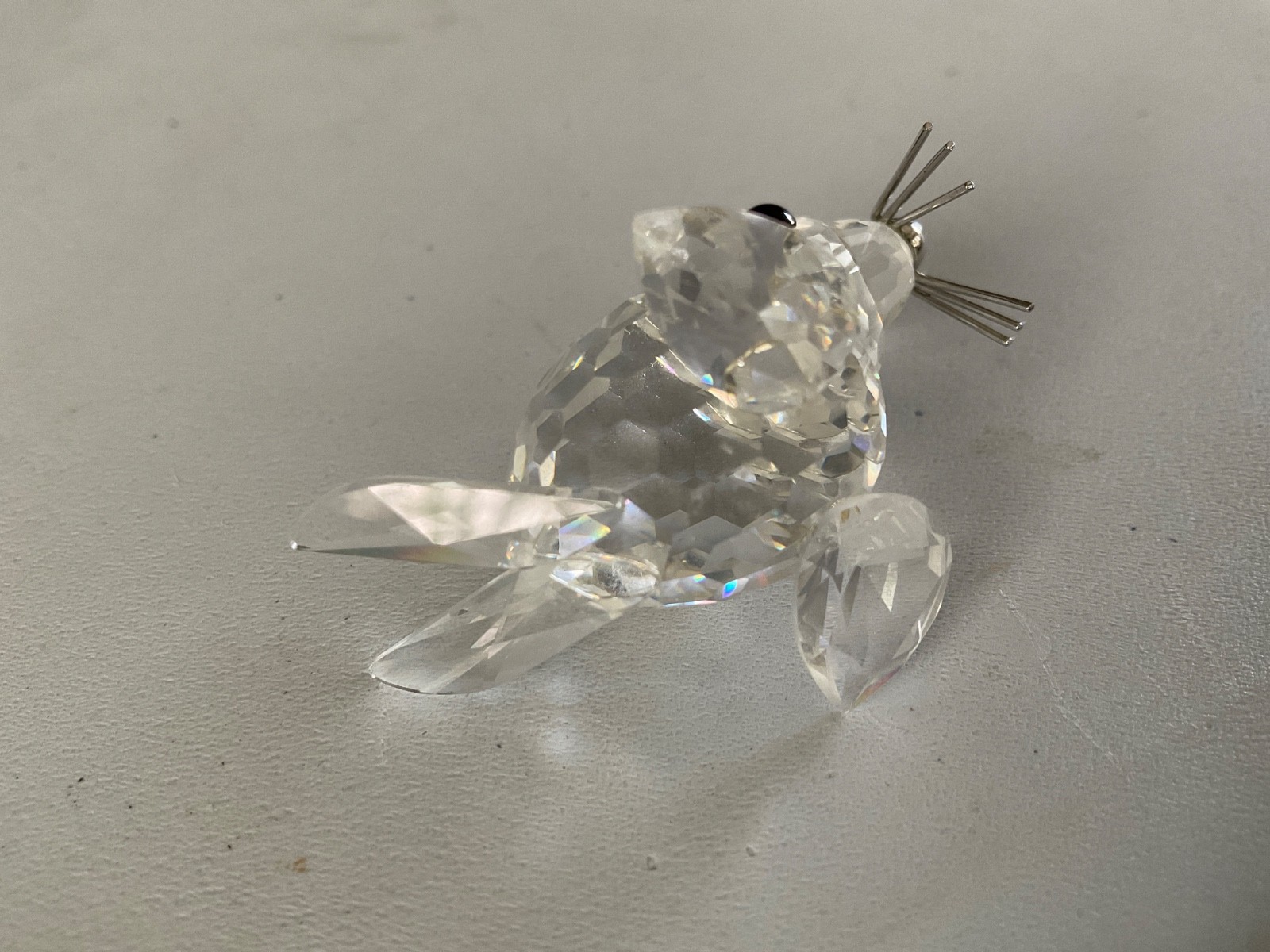 Swarovski Crystal Seal Figurine Clear Black Whiskers