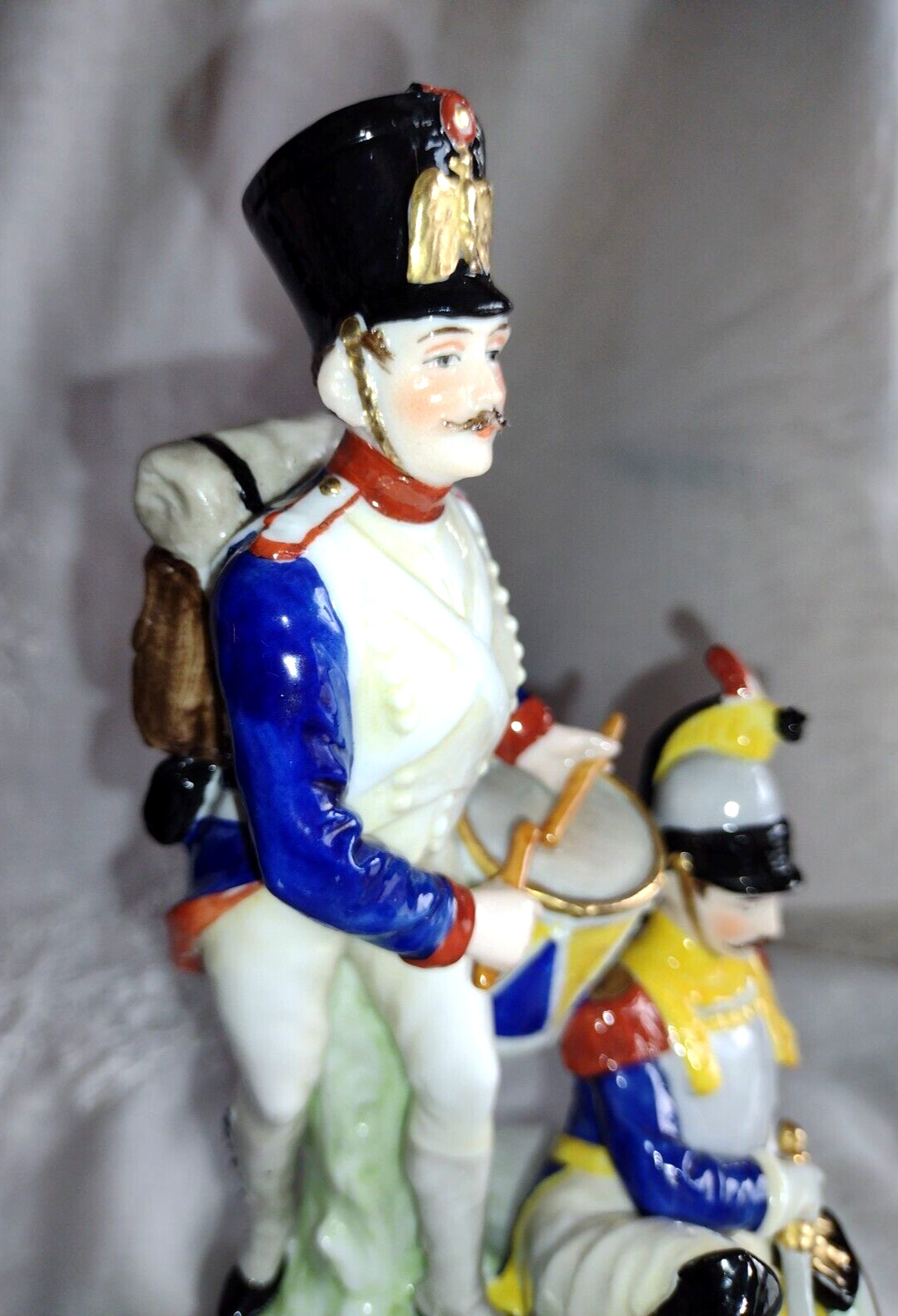 Antique Volkstedt E&A Muller Thuringia Hand Painted Figurine 2 French Soldiers