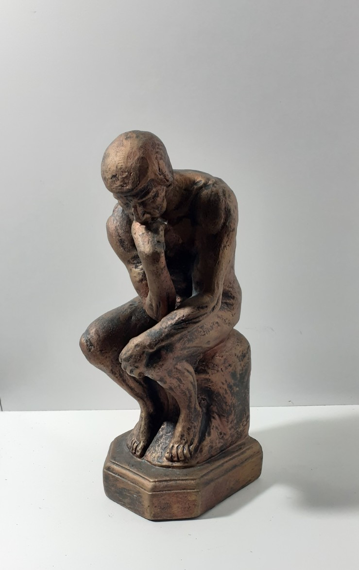 Vintage Sculpture Rodin The Thinker Heavy Solid Cast Resin Statue Bronze Finish