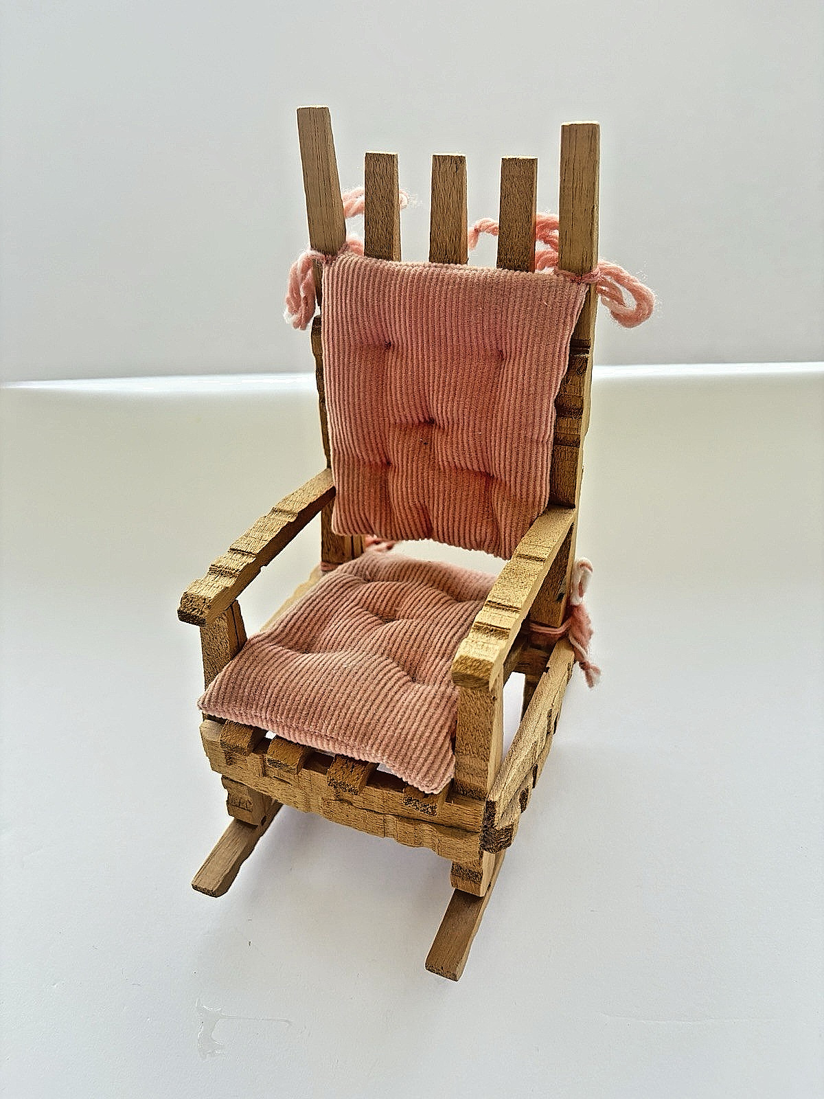 Vintage Miniature Wood Rocking Chair FOLK ART HANDMADE 1:6 Scale