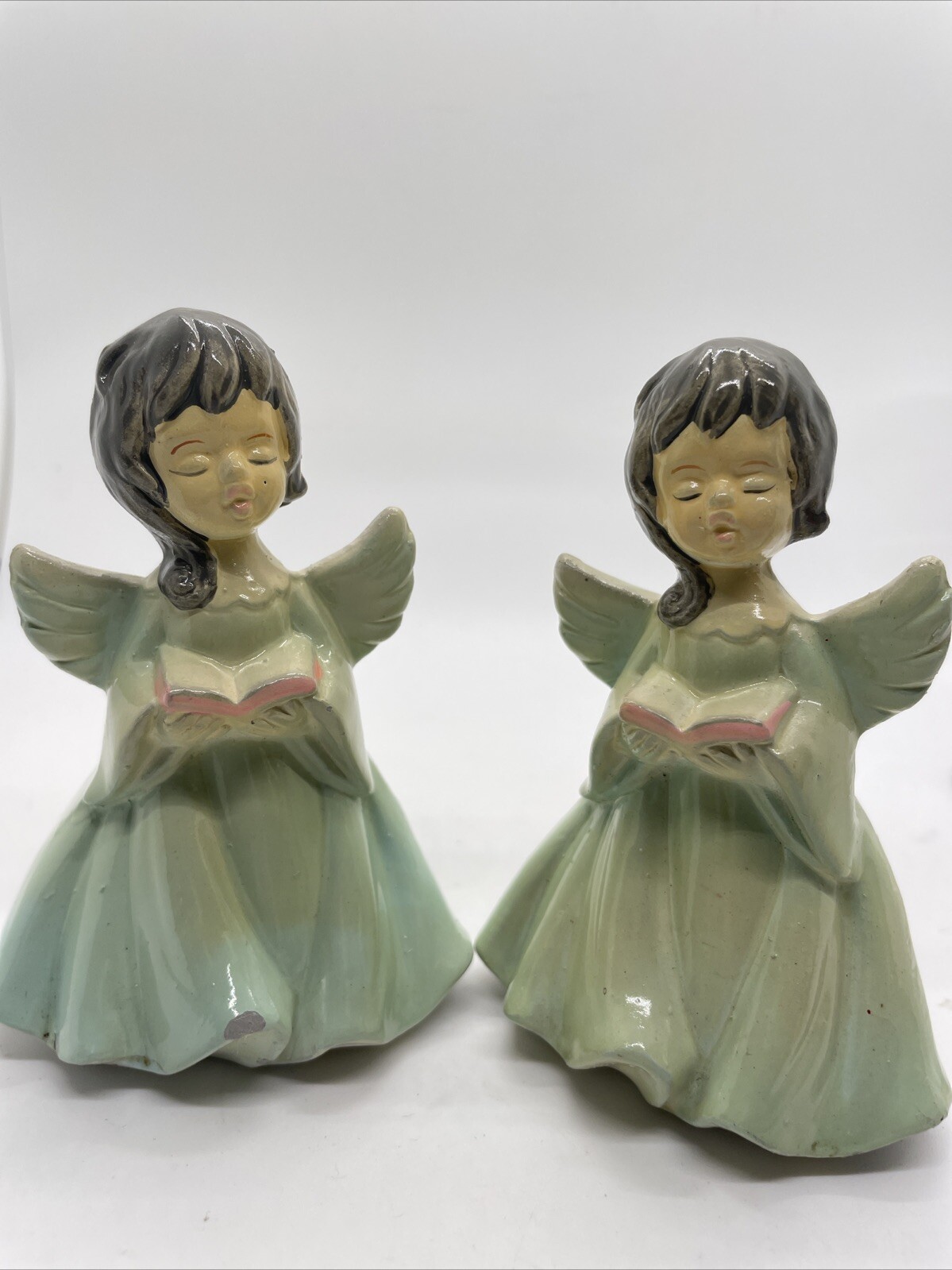 2 Vintage Parma Singing Angel Figurine Made In Japan Signed N-373/LB MR