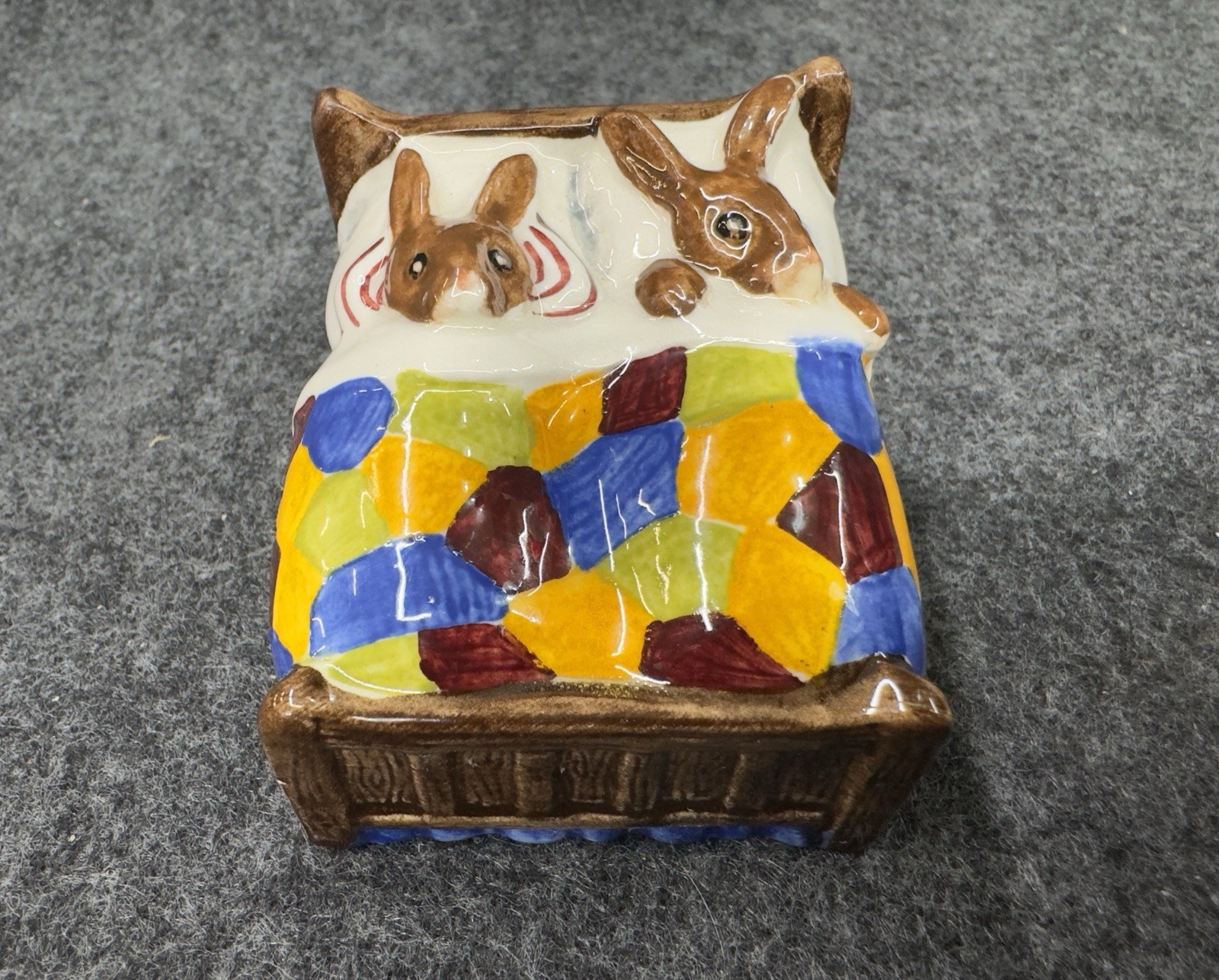 Vintage ROYAL DOULTON England Bunnykins “Sleepytime” Figurine Bunnies In Bed
