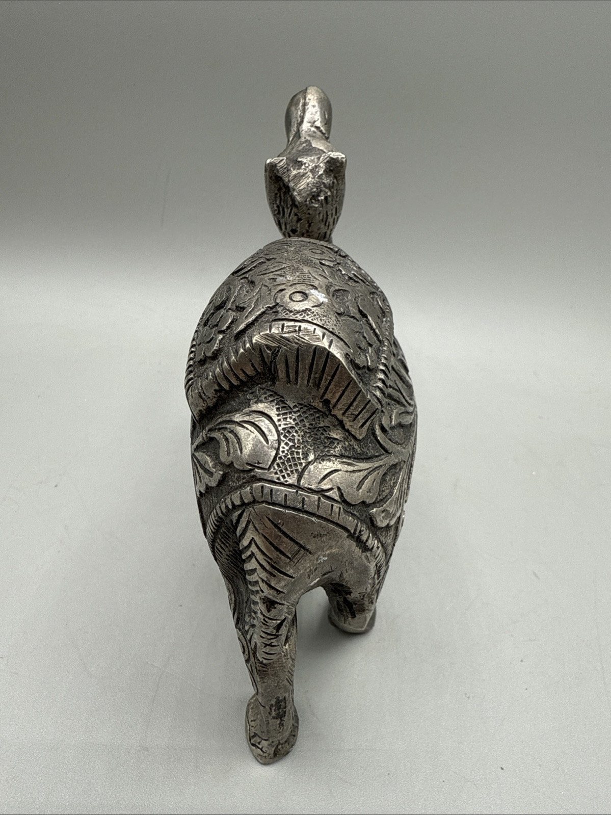 Vintage Medium Camel Figure Metal Silver Color Embossed Design Egyptian Look