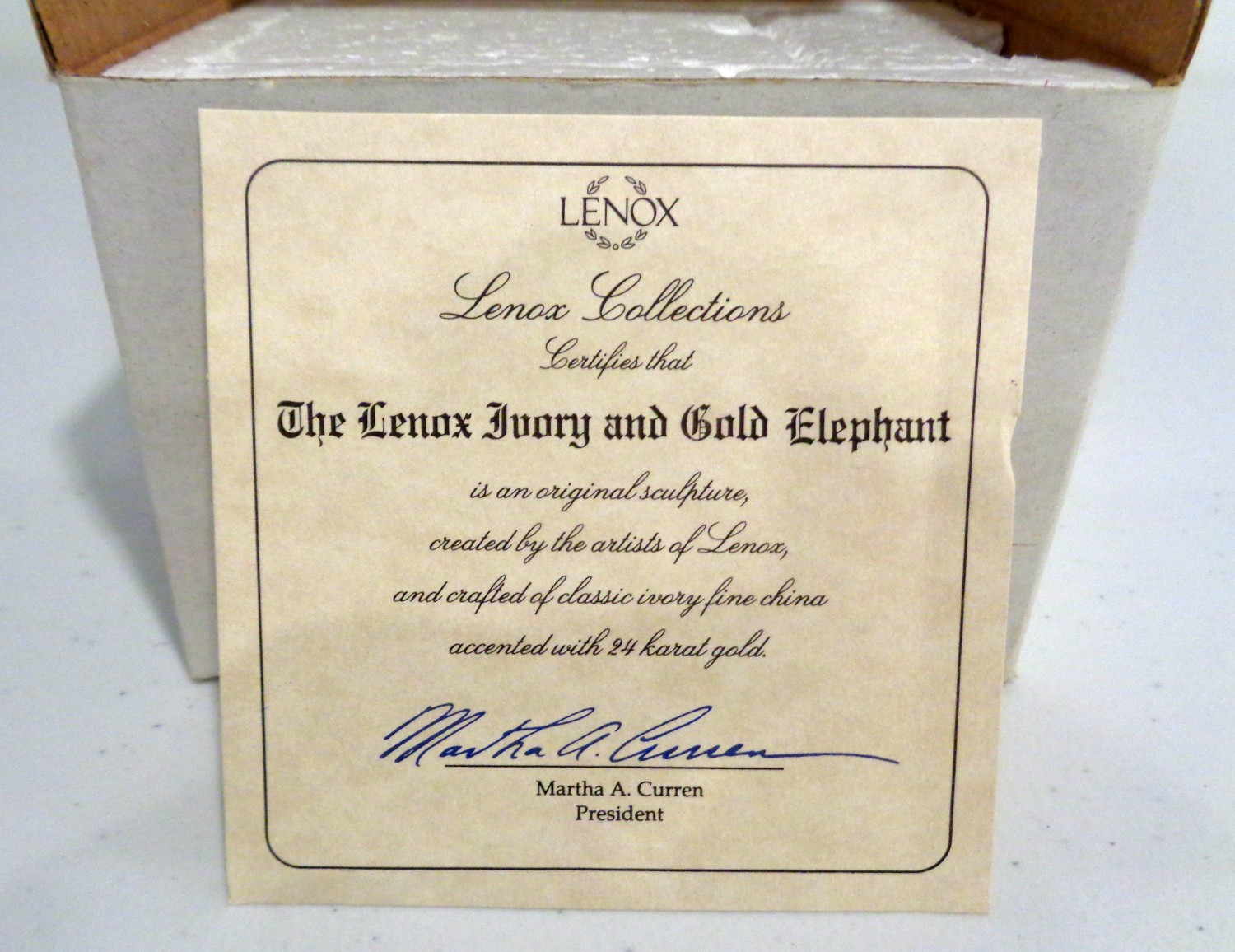 The Lenox Elephant Ivory and Gold Elephant 24K Gold Accents NEW IN BOX
