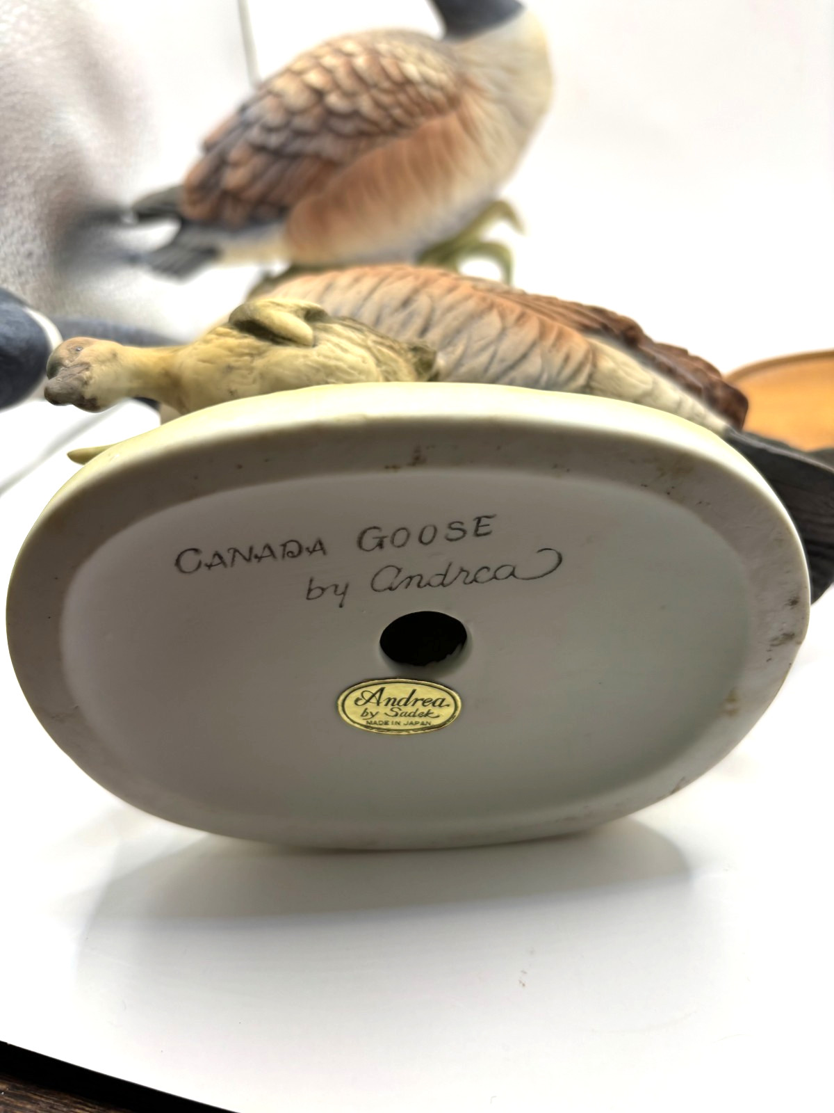 Two Hand Painted Canada Geese Andrea by Sadek Figurines Japan