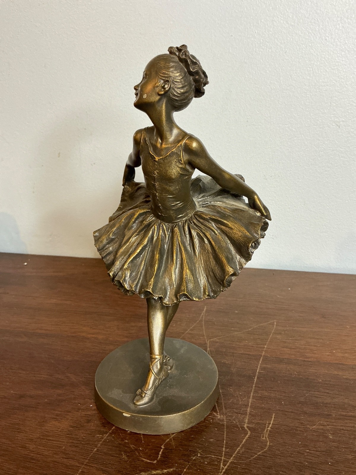 Resin Bronze Finish Metal Ballerina Figurine Sculpture Decor for Any Room Ballet