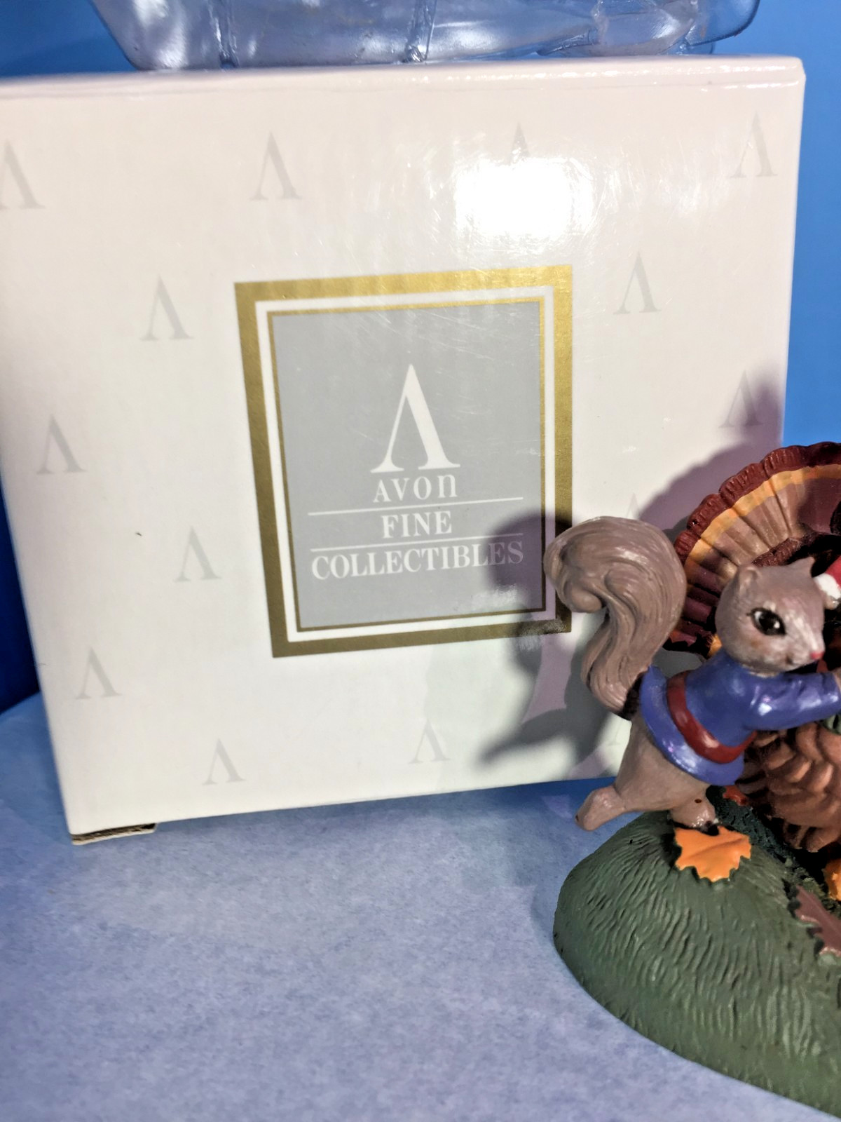 Avon Kathy Jeffers “Turkey and Squirrels” Figurine, 1993 NEW In Box
