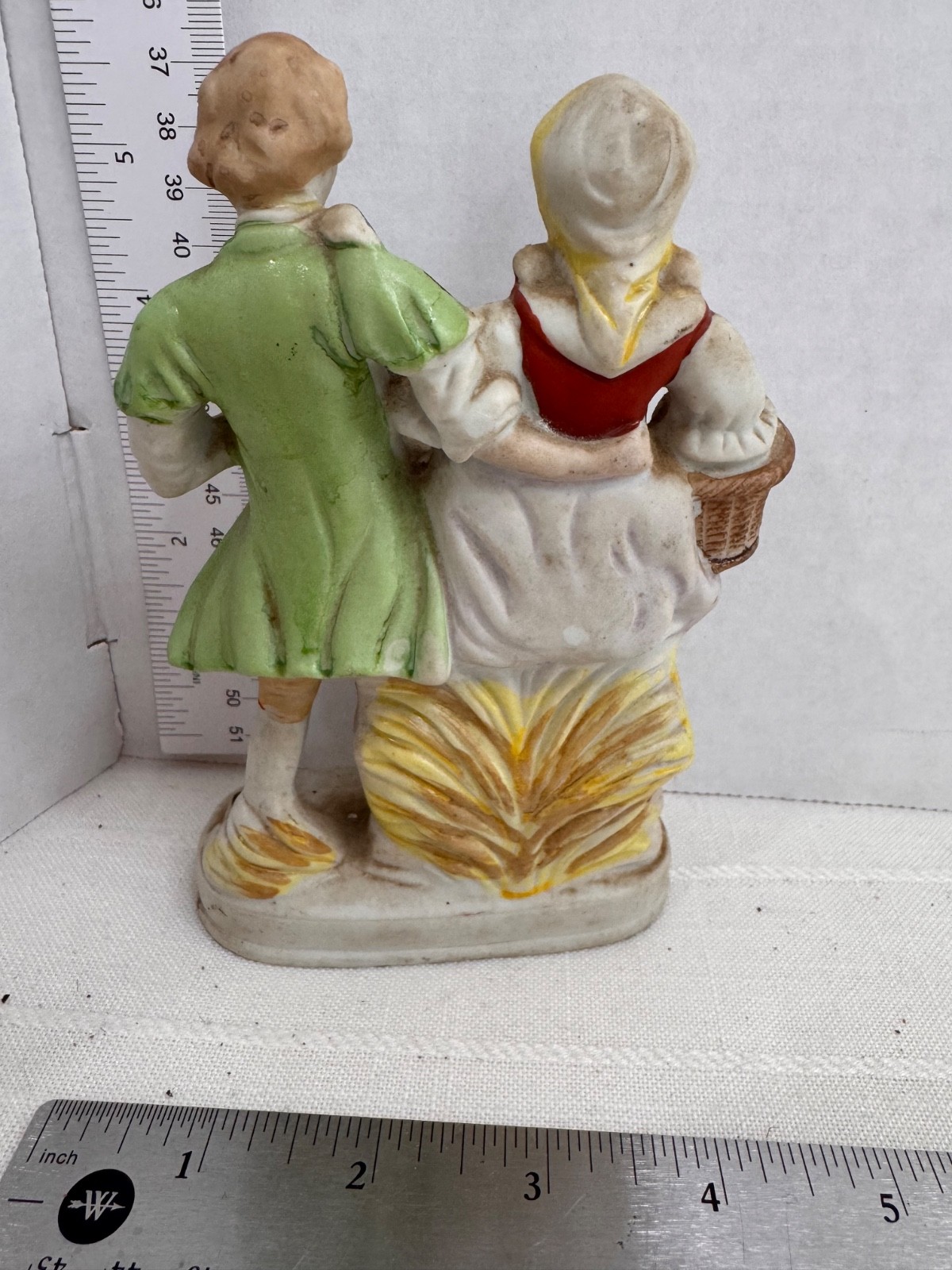 Vintage Man & Woman with Bird & Basket Figurine FREE SHIPPING