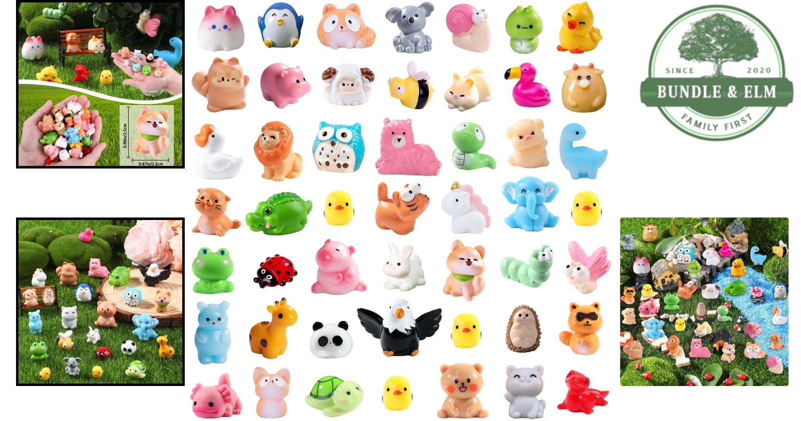 50pcs Mini Animal Figures in 50 Styles for Crafts, Party Favors & Decor