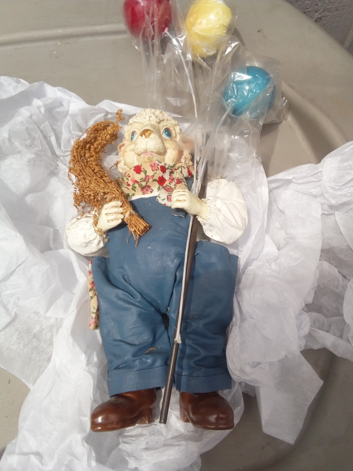 Lonsier Hand Painted Multicolor Figurine Holding Balloon