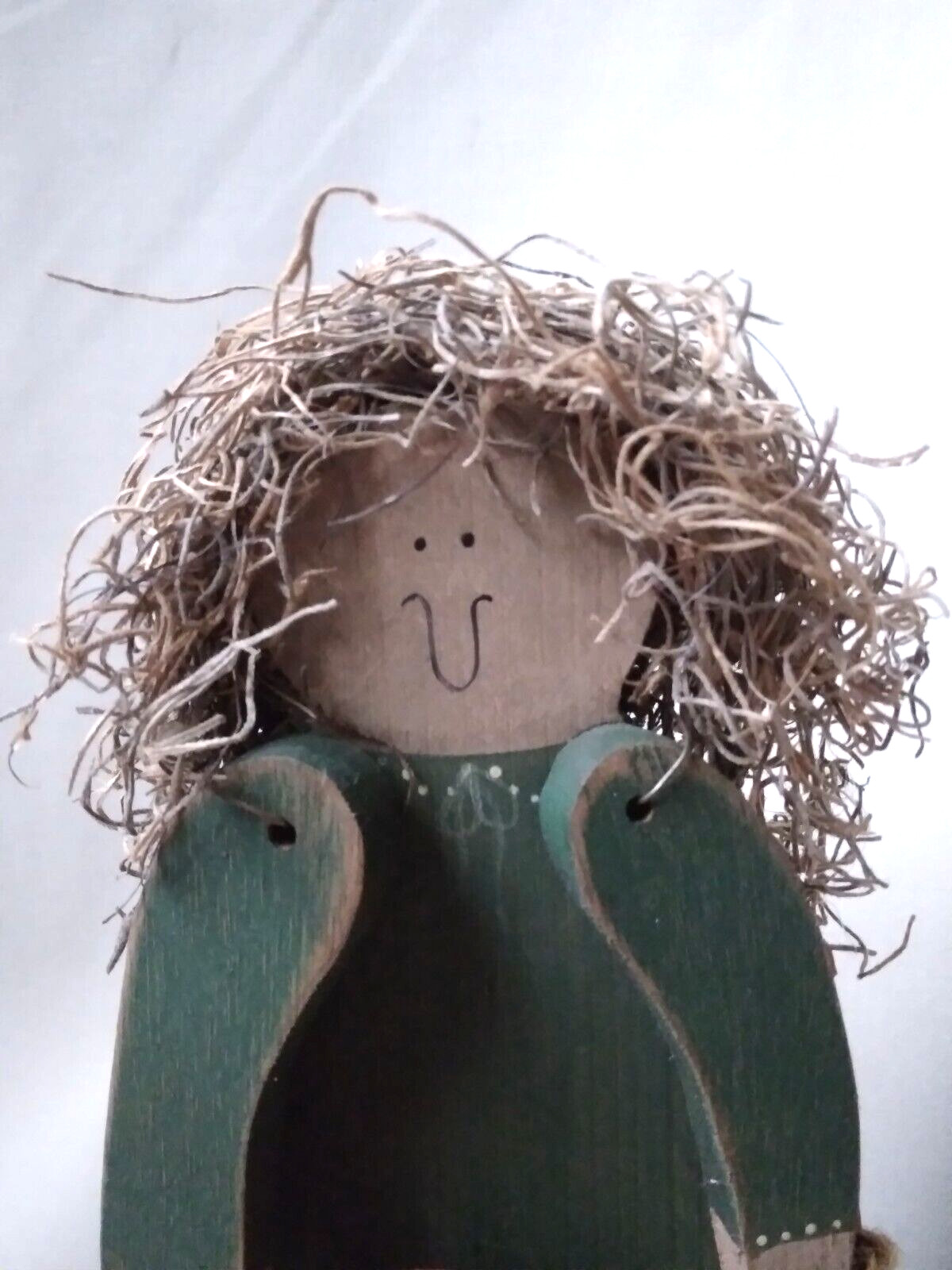 Rustic 9.5″ Craft Art Country Wooden Figurine Movable Girl w Heart