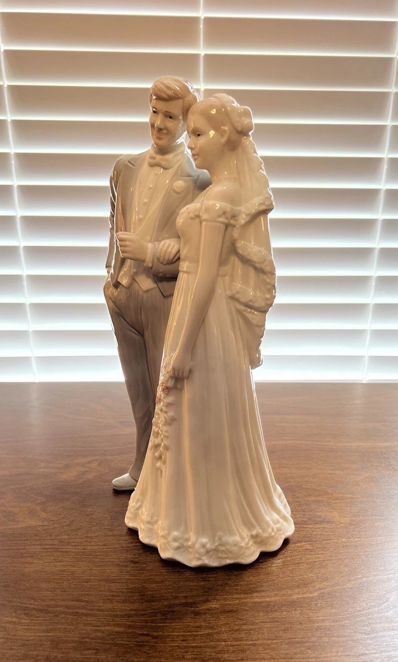 Vintage Porcelain Wedding Bride And Groom, 12 inches