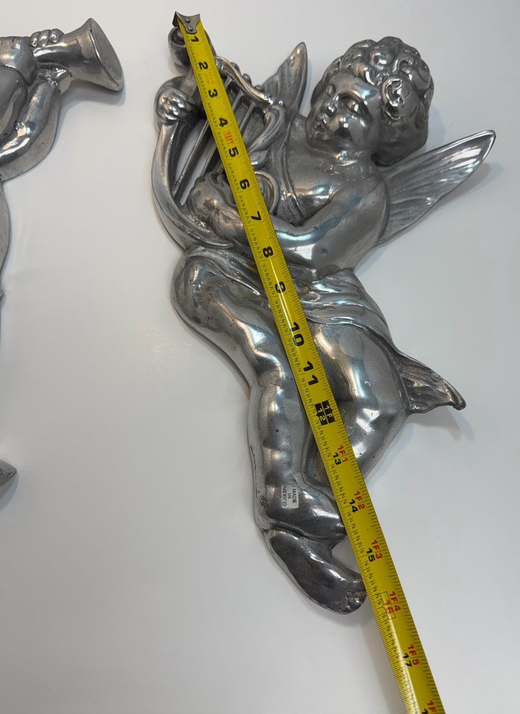 2 VINTAGE Style Silver Cherub Baroque Angels Wall Hangings