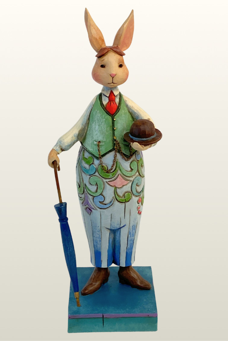 Jim Shore Bunny Bright Gentleman Bunny Rabbit Figurine 2008 No. 4012456 -7.5″ T.