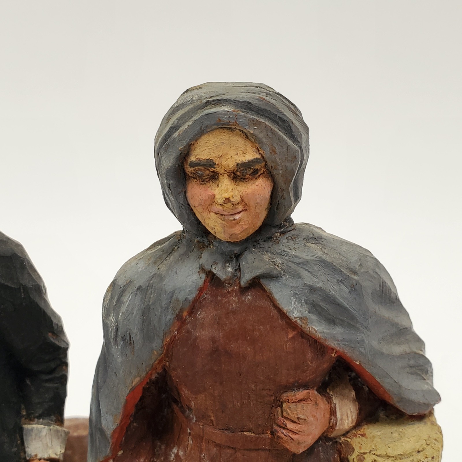 Vintage Hand Carved Pilgrim Couple Folk Art Figures Signed Mel W. Sisson 8″ x 5″