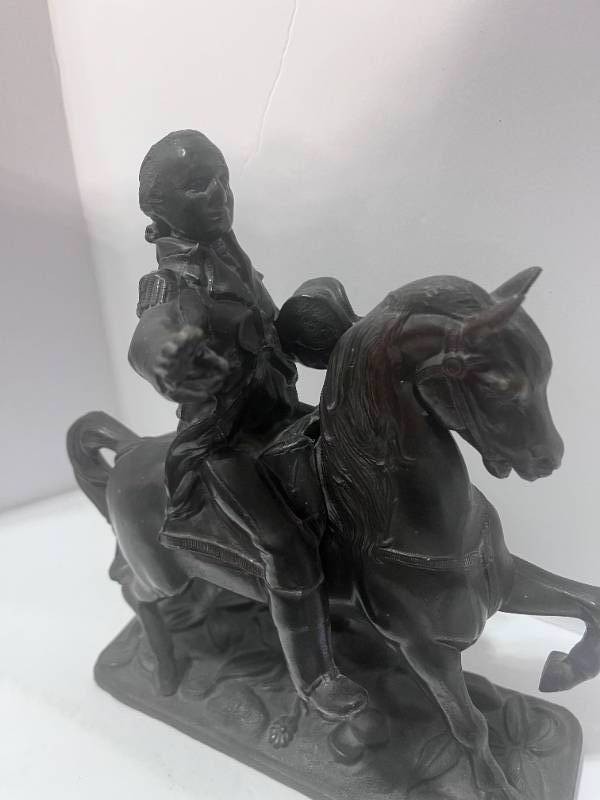 ANTIQUE GEORGE WASHINGTON on HORSE Spelter Metal SCULPTURE