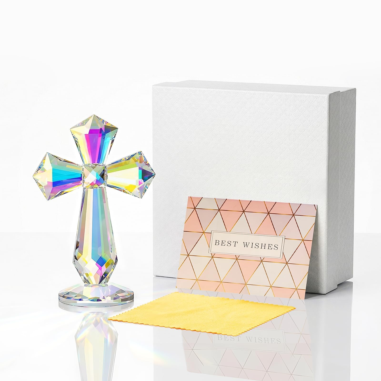 Crystal Glass Standing Cross Decor, Easter Christmas Decoration for Party Dad…
