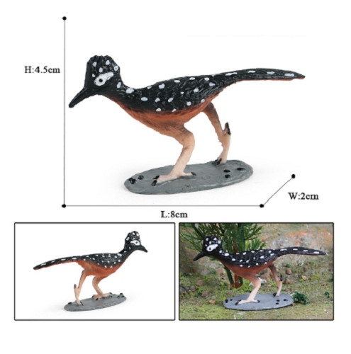8cm Mini Greater Roadrunner Bird PVC Toy Wild Animal Figure Doll Kids Gift