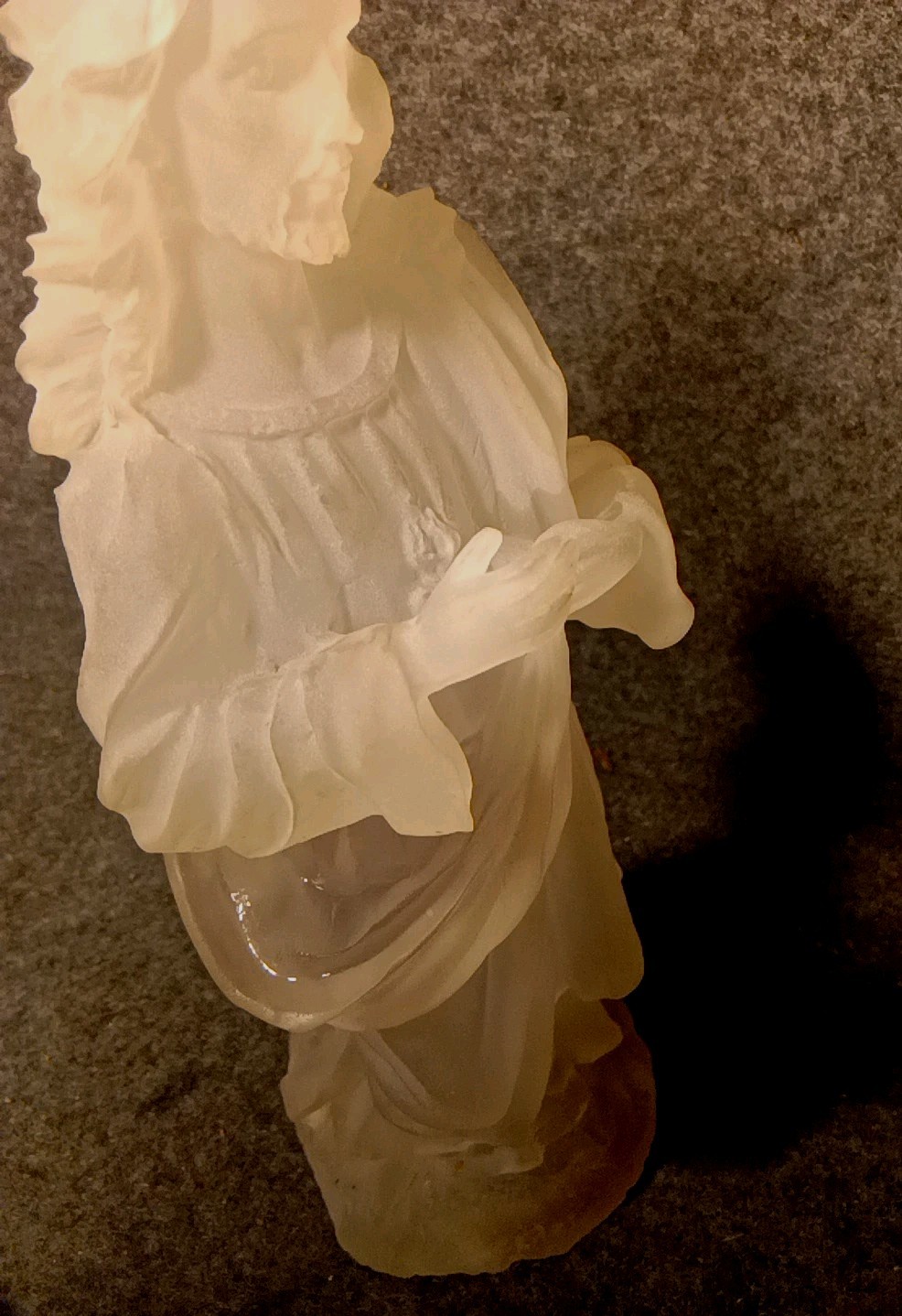 VTG V.RARE Frosted Lucite JESUS CHRIST Crystallus Figure Statue 12″ TRANSLUCENT