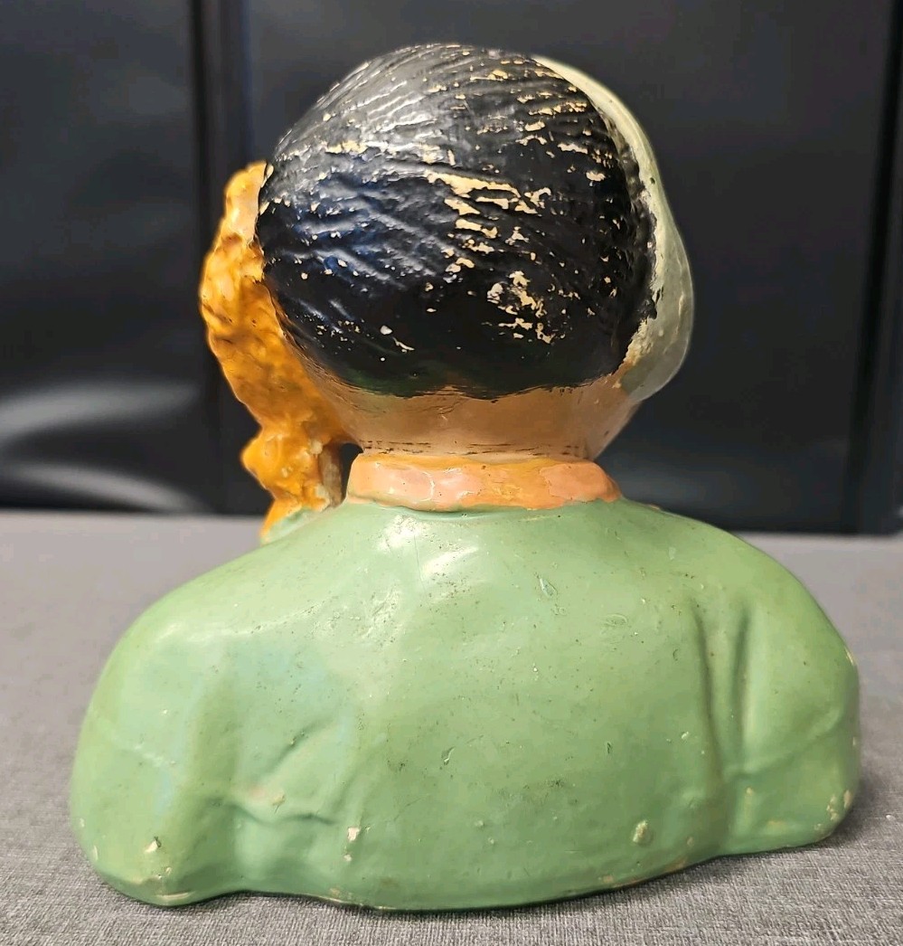 Vintage Esther Anna Hunt Chinese Woman Chalkware Art Bust Statue + Bonus Bust