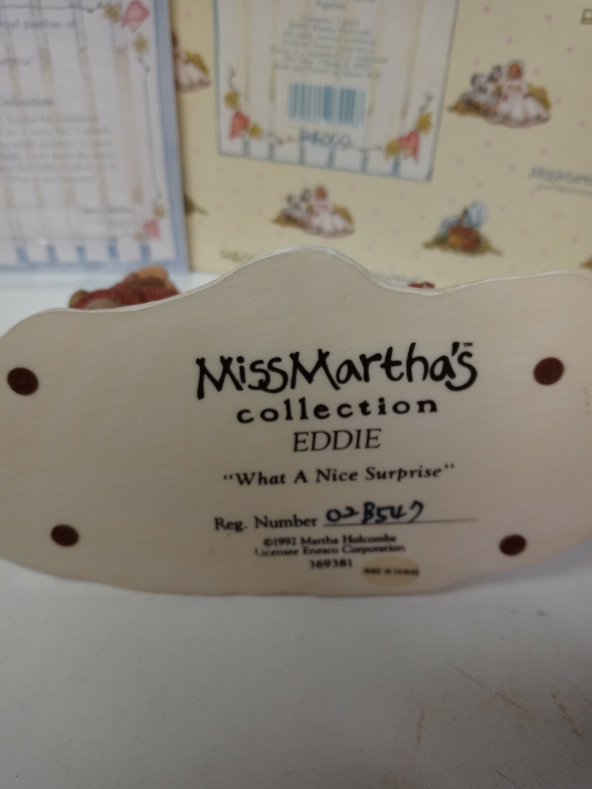Enesco *EDDIE* Miss Martha’s Collection Figurine Christmas Holiday