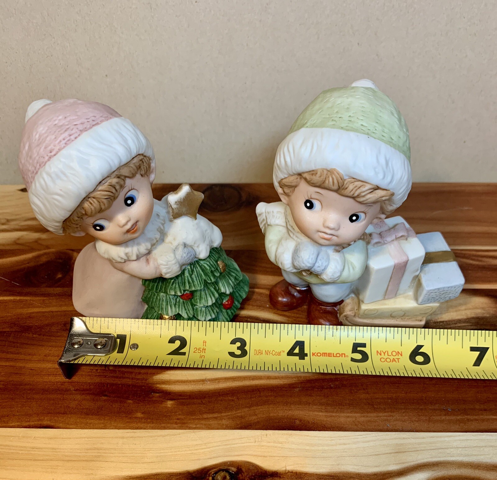 Vintage-HOMCO # 5556 Christmas BOY & GIRL FIGURINES(Set)-4″-EUC