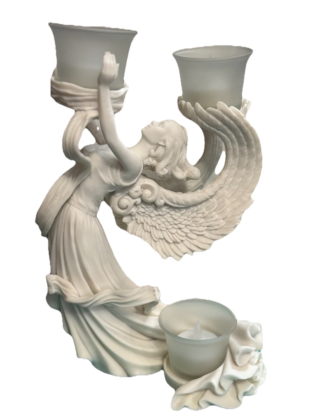 Vintage Mark Klaus Faith, Love, & Peace Tea light Candle Porcelain Figurine