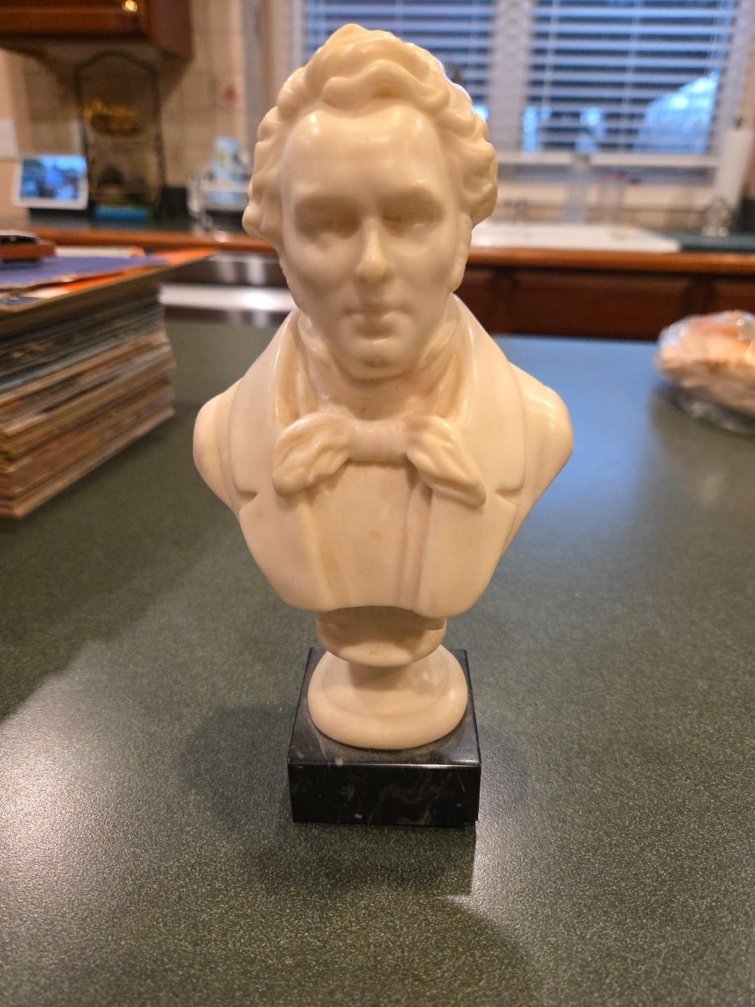 Made In France Alabaster And Marble Composer Schubert Mini Bust 7.5″H