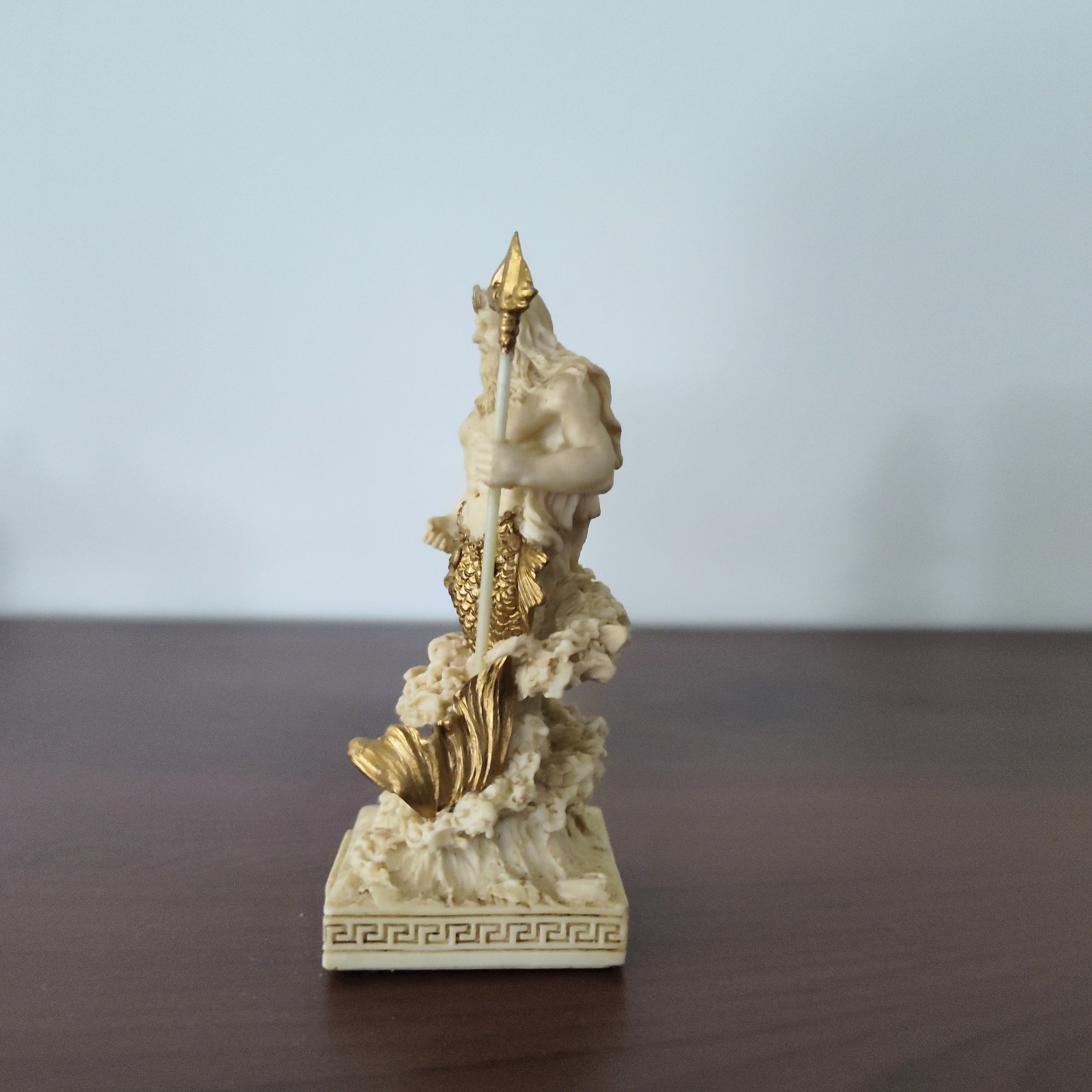 Mini Veronese Design Poseidon Marble Finish With Gold Accents Resin Figurine
