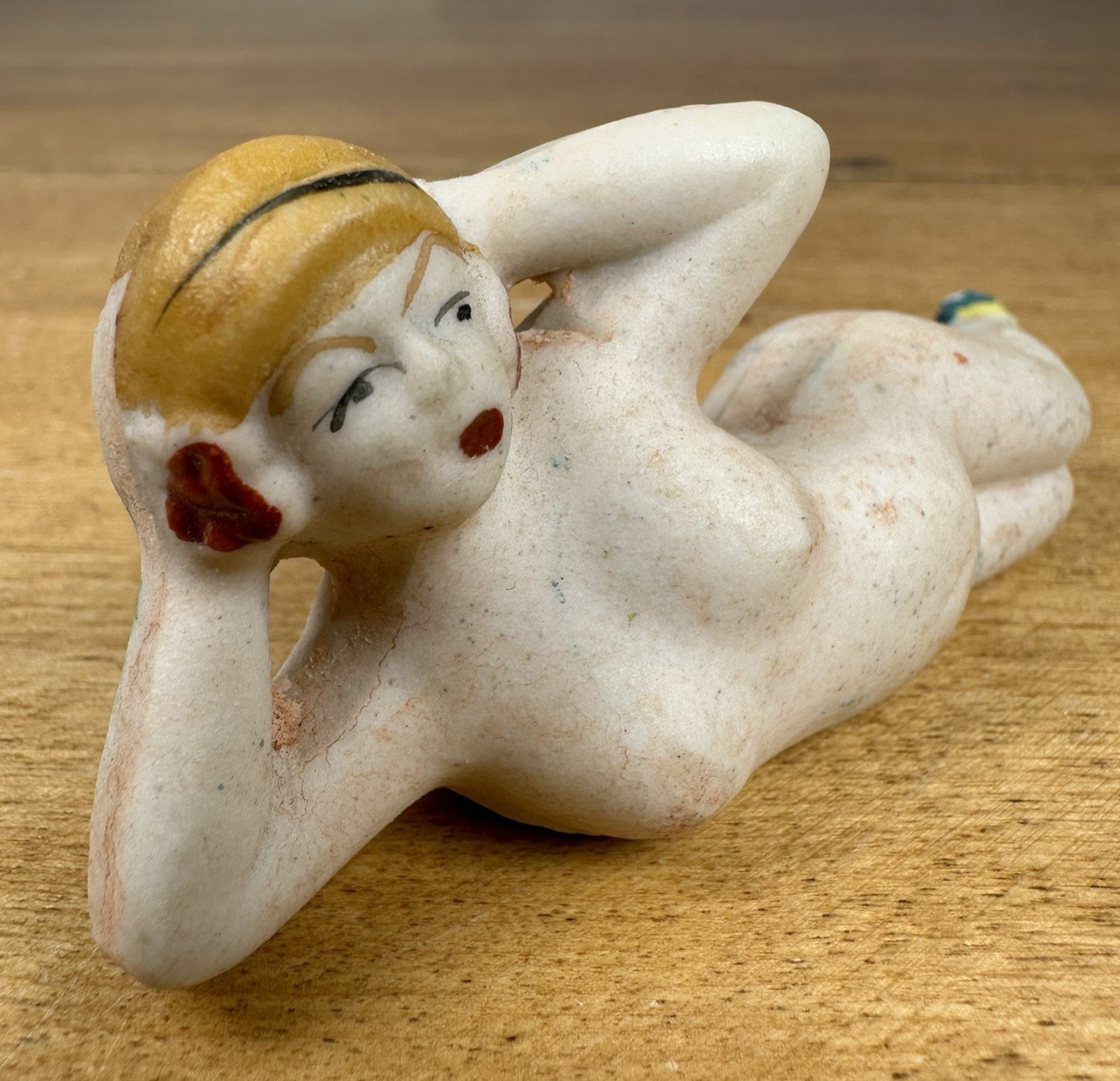 Lot of 2 VTG Mermaid Figurine Chalkware Japan 1950s MCM Reclining Nude READ