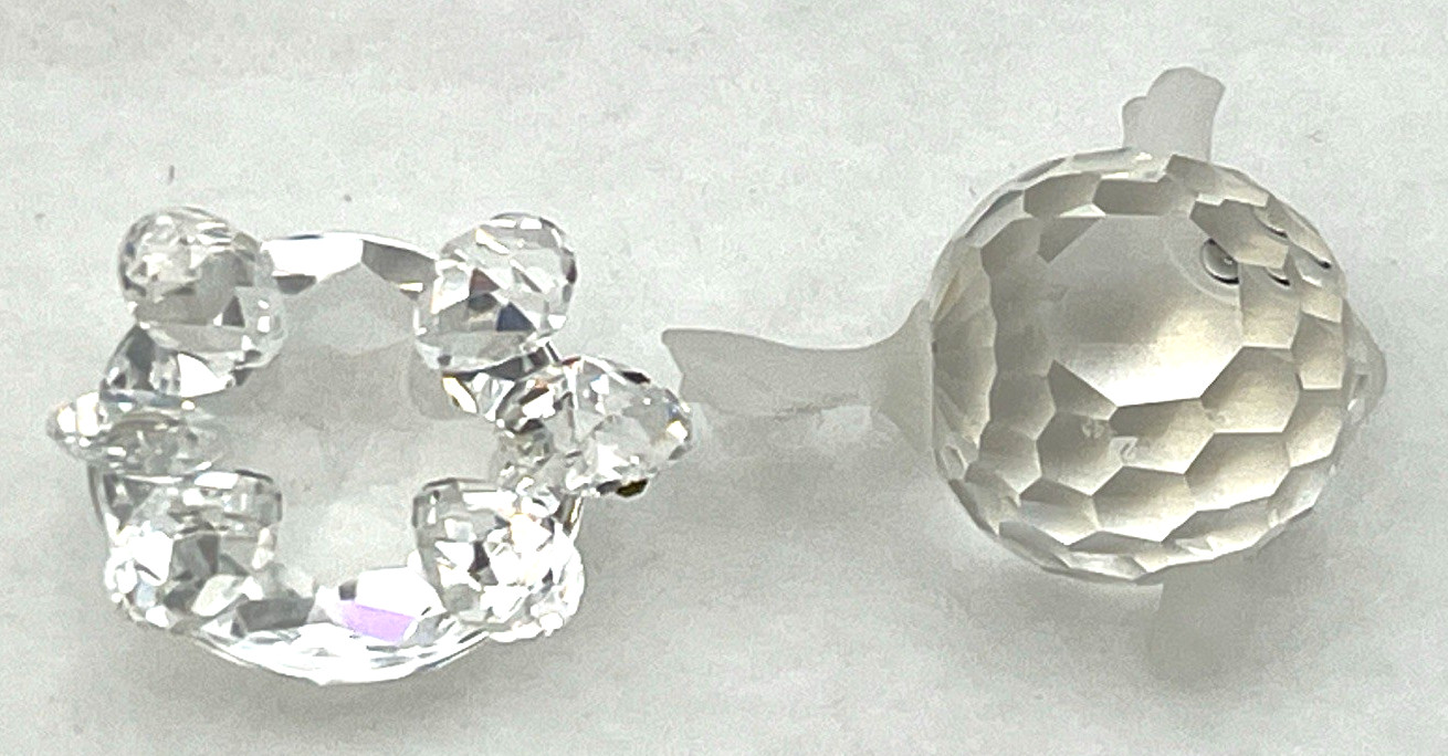 SWAROVSKI CRYSTAL BLOWFISH 1-1/2″ X 2-1/2″ & TURTLE 1-1/4″ X 2-1/4″ NO BOX, COA