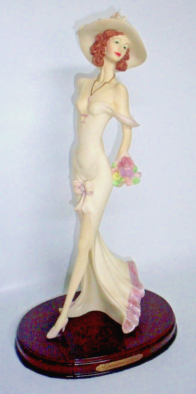 Giovanni Collection Woman with Pink Roses 16″ Resin Figure
