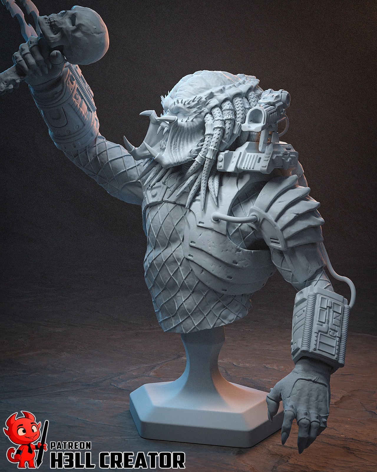 Predator (Bust) 1/10 Scale Statue 3D Print Model Kit Unpainted