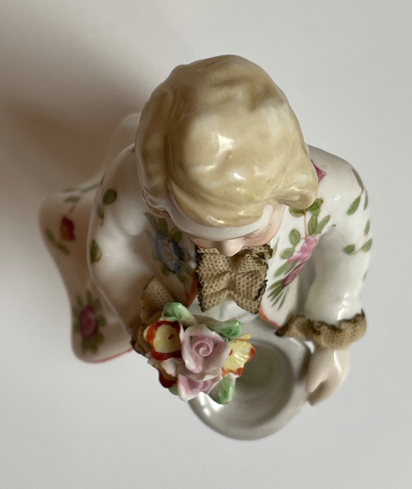 Vintage Andrea by Sadek Man W/Lace, Flowers, Top Hat Figurine, Mold No. 23/164