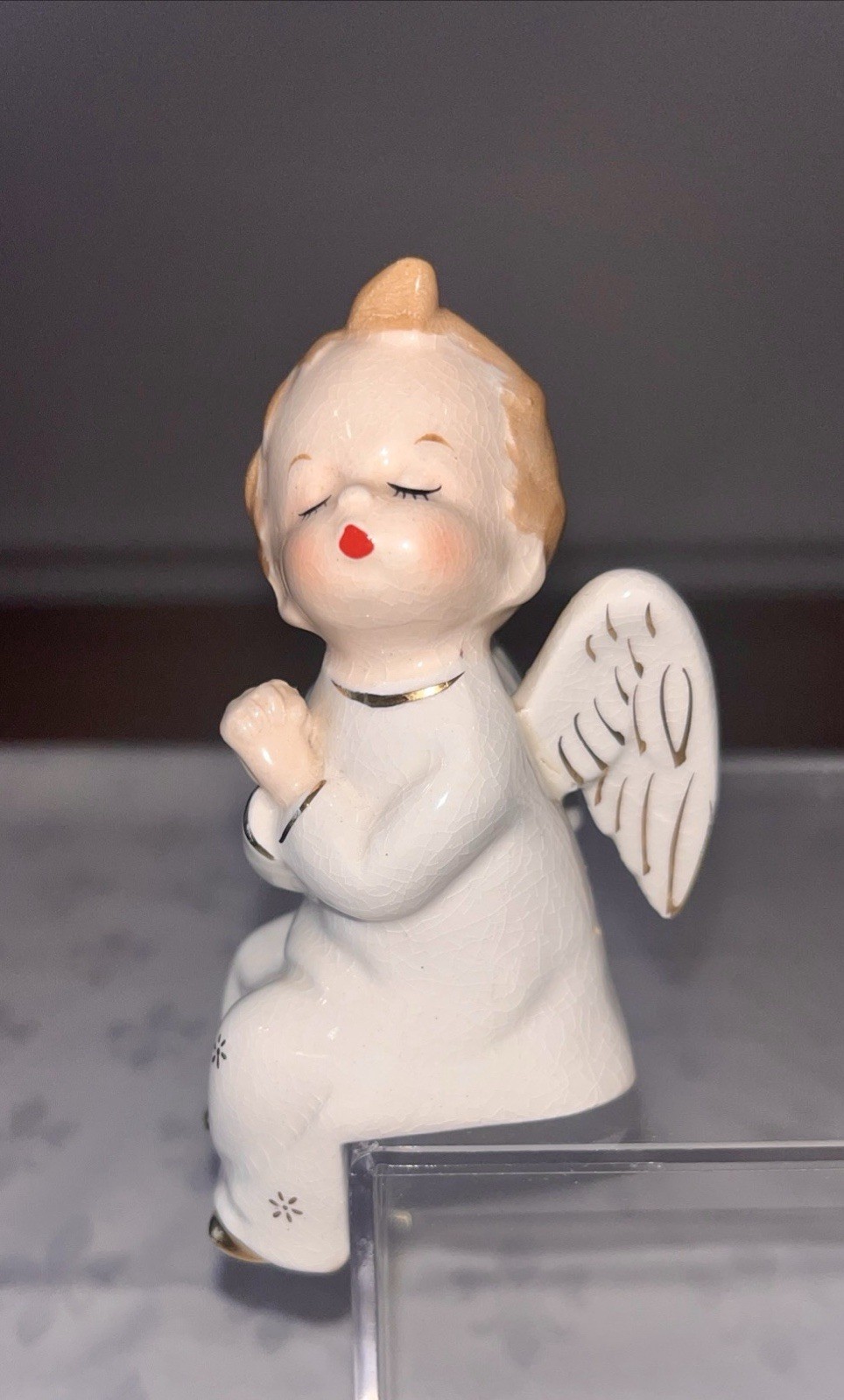 Vtg 1950s Kissing Angels Ceramic Figurine Japan Boy & Girl Shelve Sitters