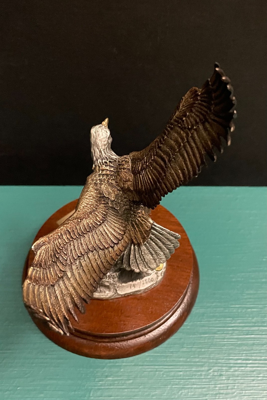 Chilmark Liberty Painted Pewter American Bald Eagle Flight Patriotic Art Statue