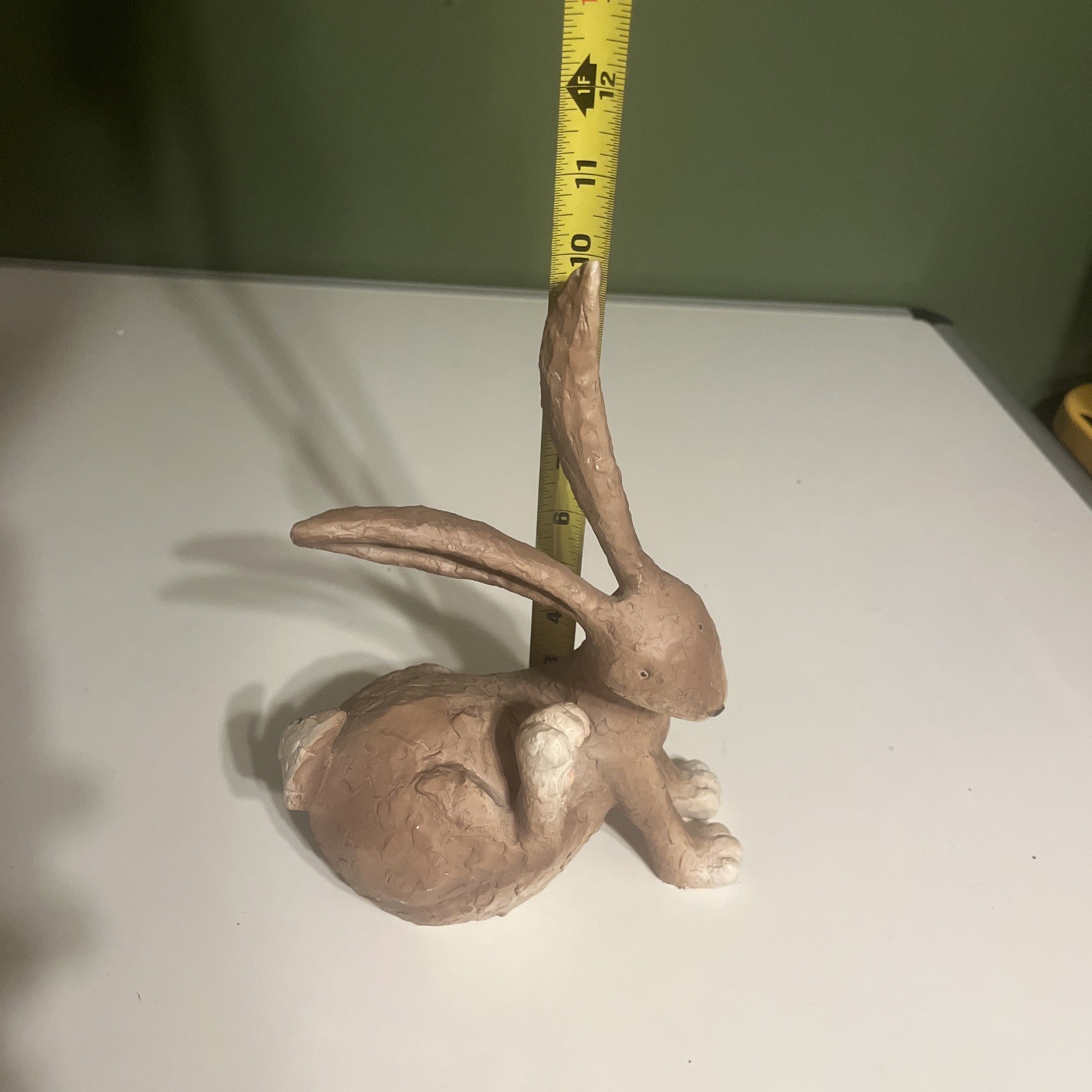 Bunny Sitting & Scratching Sculpture Made Of Resin/Ceramic 10×8” By Young’s Inc
