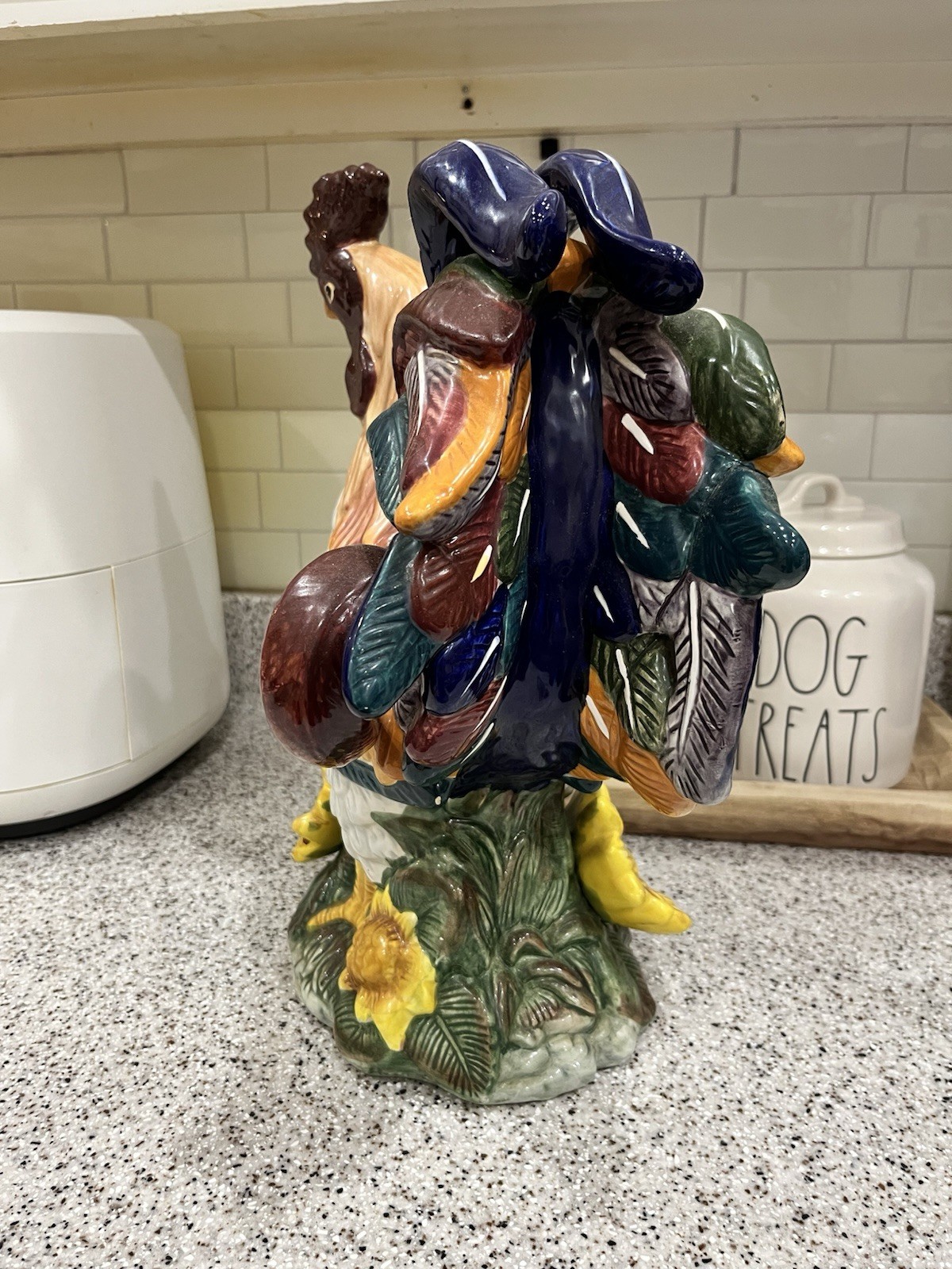ROOSTER Large Ceramic Colorful Sunflowers 17 Inches Tall Figurine GORGEOUS