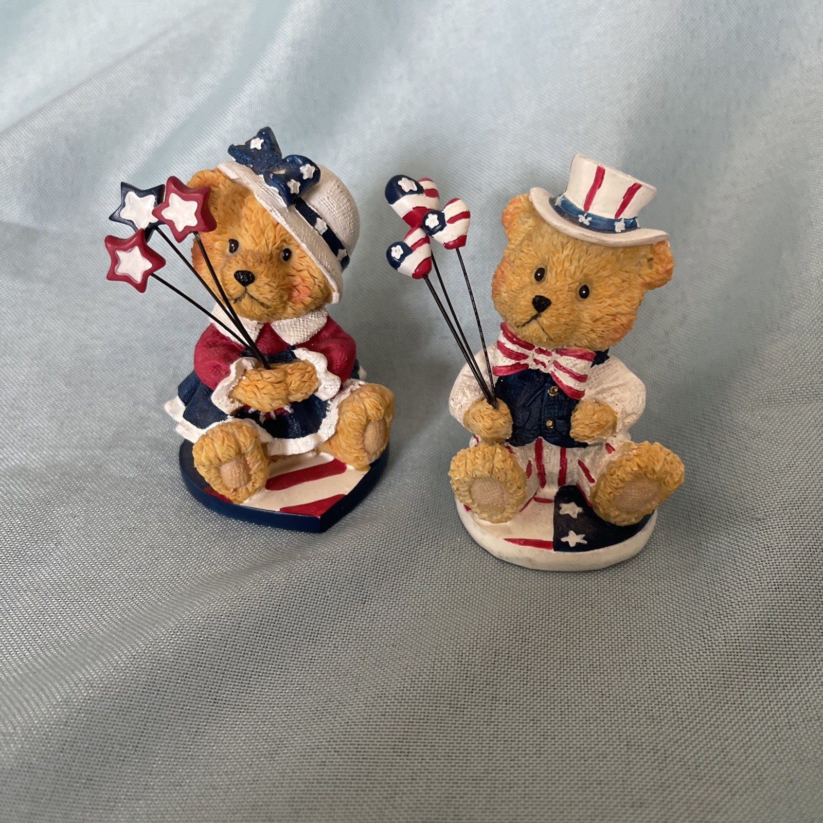 Patriotic Resin Set Of Bears Boy And Girl