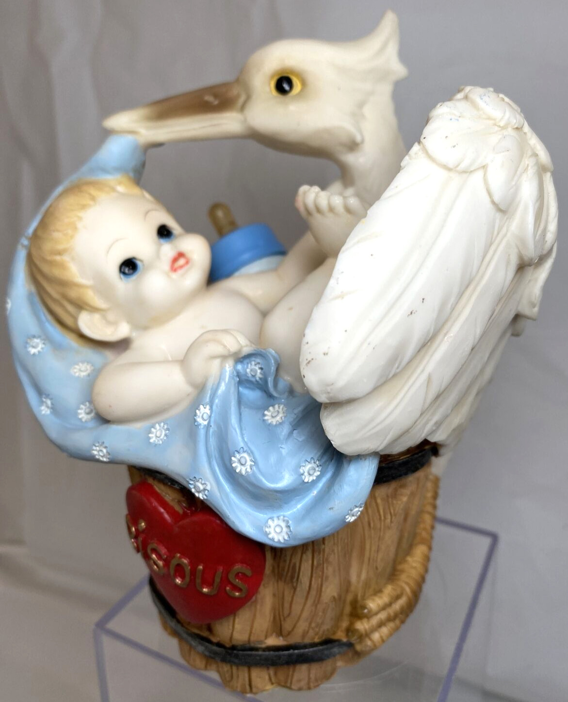 Turtle King corp. Adorable Resin Stork With Baby Bank