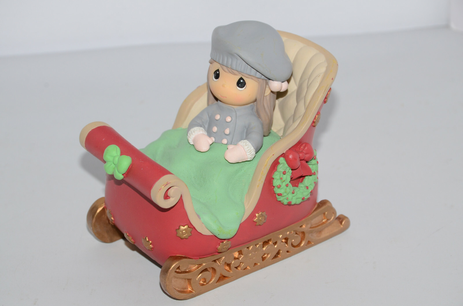 Precious Moments Figurine Musical Christmas Sleigh Jingle Bells – Missing Bell