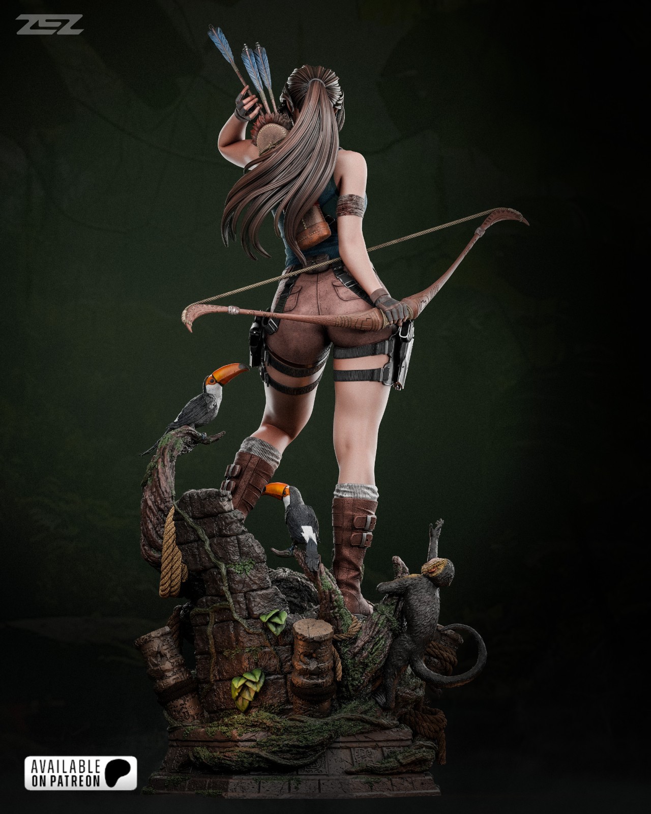 Lara Croft – Tomb Raider 1/6 or 1/8 Scale Statue 3D Print Model Kit Unpainted