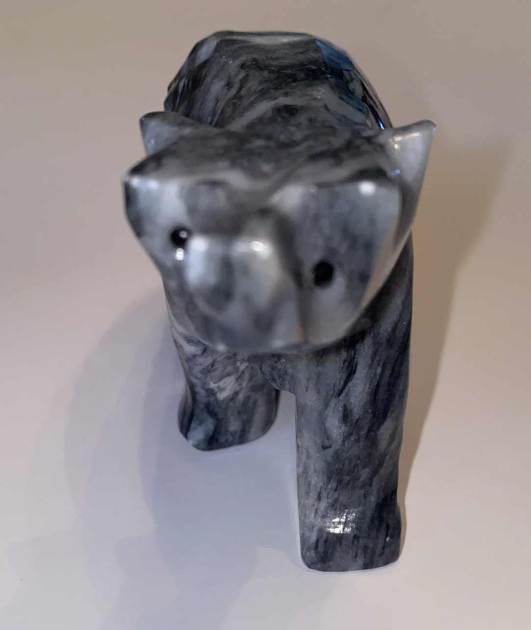 Hand Carved Marble Bear Black & White Figurine Paperweight Decoration 2